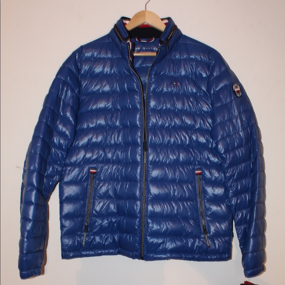 LIMITED TIME 45% OFF Mens Blue Tommy Hilfiger Puffer Coat